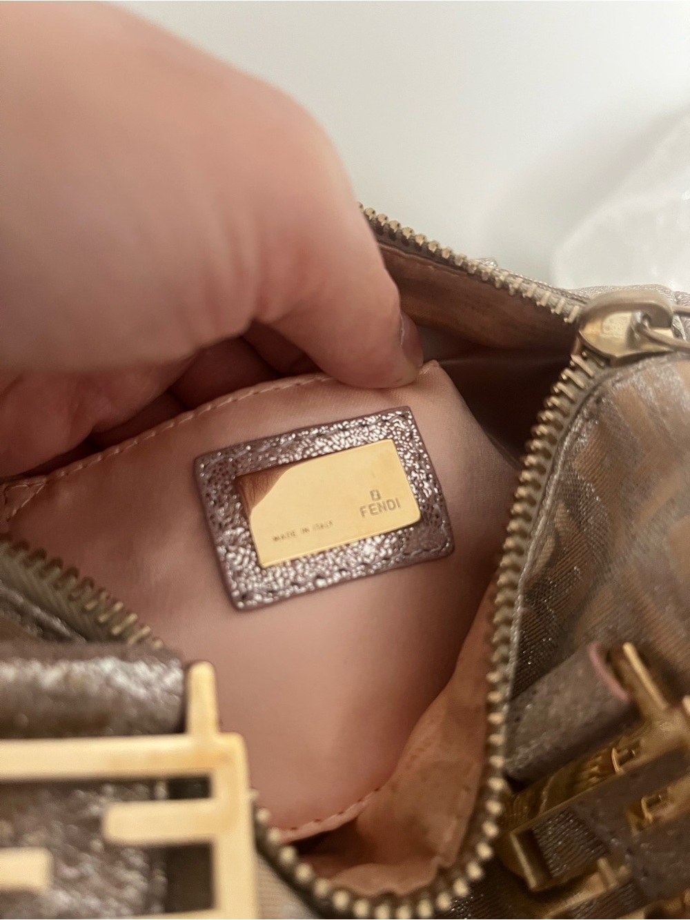 Fendi Small Boston Metallic Monogram Handbag - Picture 5 of 8